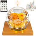 ENERLEAF Preserved Yellow Real Rose in Glass with Scented Candles – Forever Flower Romantic Anniversary Christmas Birthday Valentines for Mom, Women, Wife, Girlfriend, Her, Grandma - color: Glass-yellow