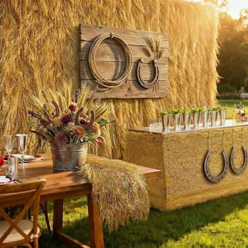 XLX TURF Artificial Thatch Roofing for Tiki Bar - Fake Hay Straw Mat for Farmhouse Western Cowboy Party Decorations Birthday Background - 35" x 12' Fireproof Duck Blind Grass - size: 35" x 12'