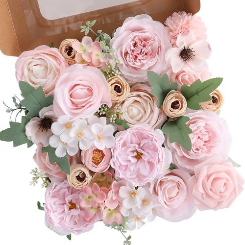 Garisey Artificial Flowers Combo for DIY Wedding Bouquets Combo Centerpieces Arrangements Party Bridal Baby Shower Home Decorations-Blush Pink - color: Blush Pink