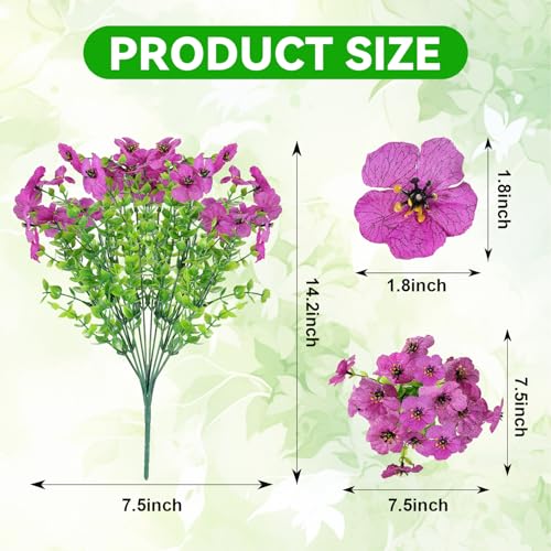 Alotiki 16 Bundles Artificial Flowers for Outdoors Decoration,Faux UV Resistant Violet Flowers with Eucalyptus Leaves,for Porch Outside Indoor Yard Home Patio Decor(16, Multiple Color) - color: Eucalyptus Violet, size: 16P