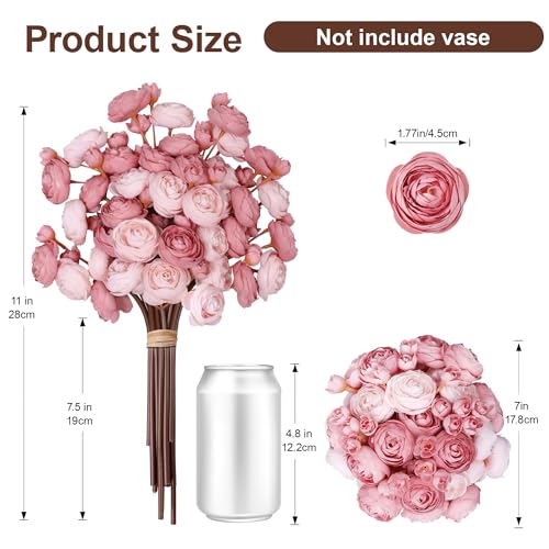 Ranunculus Artificial Flowers 18 Pcs, Faux Silk Mini Peonies Bulk Flowers for Vase, Fake Wedding Filler Flowers for DIY Bouquets, Centerpieces Arrangements Bridal Shower Decor, Dusty Rose - color: Dusty Rose