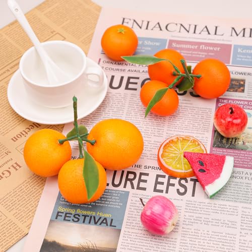 Gresorth Artificial Mini Bunch Orange Decoration Lifelike Tangerine Realistic Fake Citrus with Leaves Fruit Model Home Party Décor 5 Clusters - color: 5 Clusters