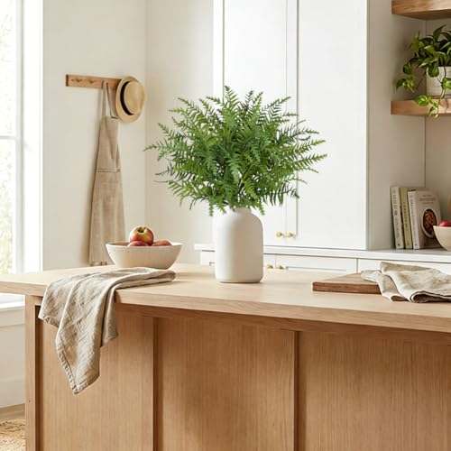 Hollyone 8pcs Fake Fern Stems Bush for Outdoors Indoors 19.6" Boston Ferns Artificial Plants Greenery Stems Faux Shrubs Plant for Garden Farmhouse Front Porch Table Window Box Home Decorations - color: Style #1