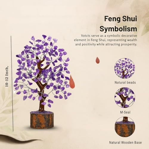 ANAYA AGATE Amethyst Crystal Tree of Life - Handmade Healing Bonsai Purple Tree for Home & Office Decor, Positive Energy & Good Luck, Ideal for Christmas Decor & Birthday Gifts for Women, Men - color: Amethyst Silver Wire (300 Beads)