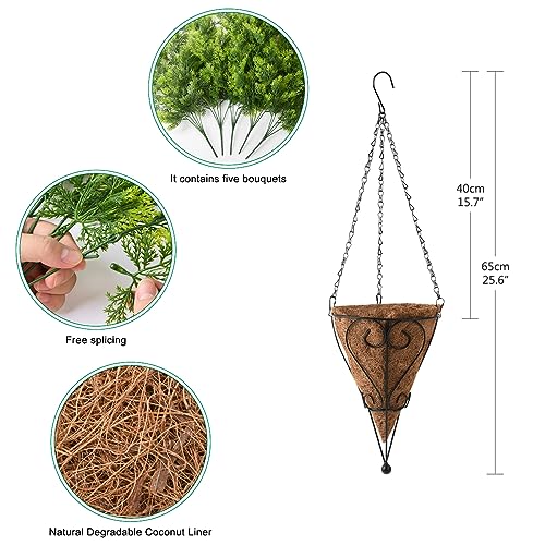 ZFProcess Artificial Faux Hanging Plants Basket for Spring Outdoor Summer Decoration, Fake Seaweed Plant UV Resistant Look Real for Outside Porch Home Patio Balcony Yard(Dark Green) - color: Dark Green