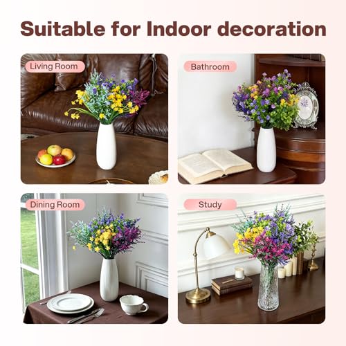 TQRR 14Pcs Artificial Flowers for Outdoor, UV Resistant Fake Silk Flowers, Faux Plastic Plants for Spring Summer Yard, Porch, Hanging Planter,Window, Home Decoration (14)