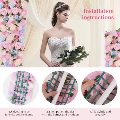 Flower Centerpieces for Tables - 10 Pack Wedding Arch Artificial Flowers Blue&Pink Arrangements Center Piece for Reception, Living Room, Kitchen, Dining Table Runner Decoration(20.5 * 9.4''/52 * 24cm) - color: Pink&blue