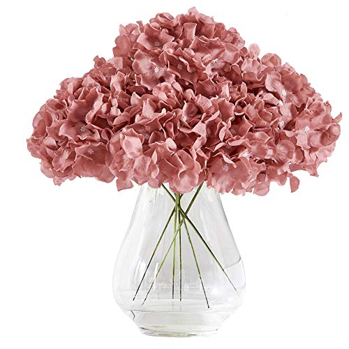 Hydrangea Silk Flower Heads 10 Dusty Rose Artificial Hydrangea Silk Flowers Head for Wedding Centerpieces Bouquets DIY Floral Decor Home Decoration with Long Stems - color: 10pcs Dusty Rose, size: Large
