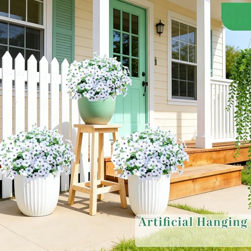 Artificial Flowers 12 Bundles, Faux Daisy and Eucalyptus Greenery Stems for Outdoor Indoor Decor - Fake Plants for Home, Garden, Patio, Porch Decoration - color: White
