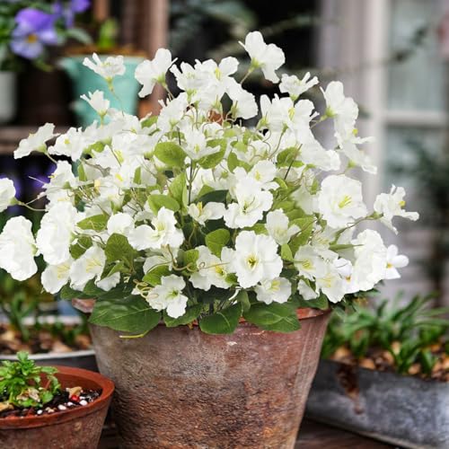 3 Pcs Artificial Flowers for Outdoors Hibiscus Spring Summer Decor White Artificial Tropical Flowers Realistic UV Resistant Silk Hibiscus Flowers for Outside Planter Front Door Porch Patio - color: White