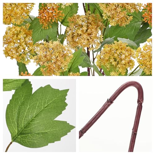 Faux Hydrangea Flowers 24" Orange Artificial Hydrangea Spray with 3 Flower Heads, 5 Per Bag.Faux Hydrangeas Plastic Flowers Fake Hydrangeas for Indoor Outdoor Wedding Table Centerpieces Decor - color: Orange #5