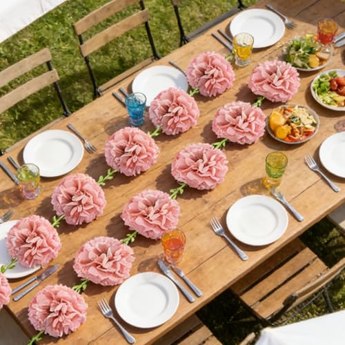 Pink Flower Garland for Backdrop - 2 Pcs Artificial Hanging Flower Garlands for Living Room Wedding Arch Decor, 8.2 Ft Fake Paper Floral Vines for Wall Window Garden Party Decoration - color: Pink