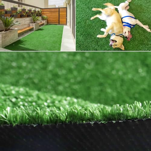 Heyroll Artificial Grass 4X6ft, 0.4" Height Fake Grass Turf Mat, Patio Balcony Lawn, Astro Turf Rug Dogs Pet, Indoor Outdoor Garden Synthetic Grass Carpet, Rubber Backed, Drainage Holes,Customized - size: 4ft X 6ft