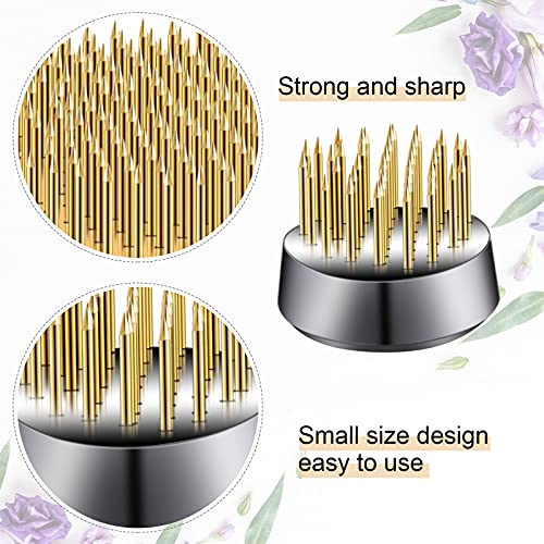 Geiserailie 12 Pcs 23mm/0. 92 Inch Stainless Flower Frog Mini Round Metal Floral Frog Japanese Ikebana Fixed Pin Holder Tool Arrangement Floral Fixation for DIY Flower Craft Arrangements(Gold) - color: Gold