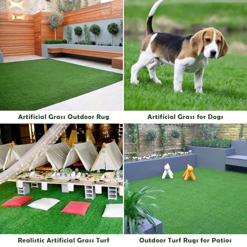 Heyroll Artificial Grass 4X6ft, 0.4" Height Fake Grass Turf Mat, Patio Balcony Lawn, Astro Turf Rug Dogs Pet, Indoor Outdoor Garden Synthetic Grass Carpet, Rubber Backed, Drainage Holes,Customized - size: 4ft X 6ft