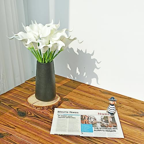 ONLY ART Artificial Pure White Calla Lily 20pcs – 13.5" PU Faux Flowers with Flexible Stems, Soft Texture, for New Year and Valentine's Day Home, Wedding & DIY Decor - color: Pure White