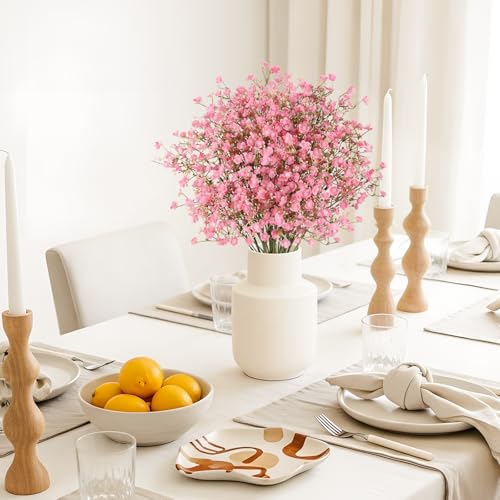 N&T NIETING 12Pcs Babys Breath Artificial Flowers,Real Touch Fake Cherry Blossom Pink Flowers Faux Flowers Bouquets for Vase Home Office Wedding Spring Indoor Outdoor Centerpiece Table Decorations - color: Cherry Blossom Pink, size: 12PCS