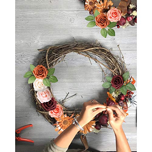 AmyHomie Artificial Flower Shades of Burgundy Rose 25pcs Real Looking Fake Roses w/Stem for DIY Wedding Bouquets Centerpieces Arrangements Party Baby Shower Valentines Day Christmas Tree Decorations - color: Shades of Burgundy