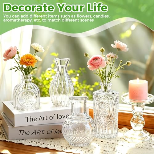 Babenest 30pcs Clear Small Bud Vase Set, Mini Gradient Glass Flower Vases in Bulk, Decorations Vintage Little Vase for Rustic Wedding Party Home Office Recepetion Centerpieces Table Decor - color: Clear, size: 30pcs