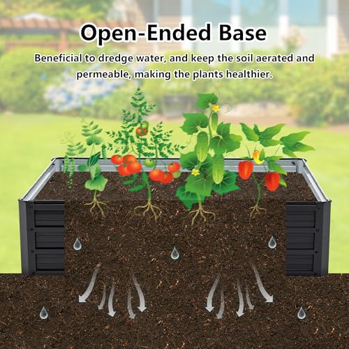 Thanaddo Galvanized Raised Garden Bed 4x3x1ft Outdoor Planter Box Galvanized Steel Garden Bed Kit for Vegetables, Flowers, Herbs and Succulents Black - size: 4x3x1 ft