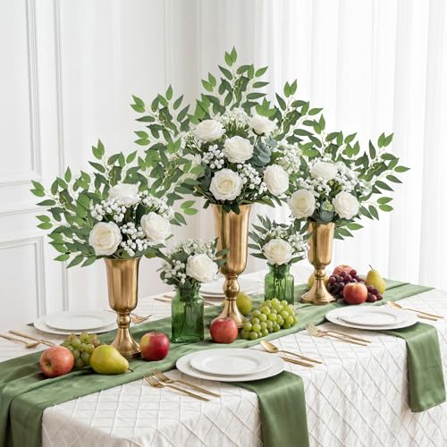 12PCS Artificial Ficus Leaves Stems Fake Flowers Greenery Filler Faux Hanging Green Leaf Plants Spray for Flower Arrangements, Floral Bouquet Wedding Faux Greenery Stems Silk Foliage Branches(Small) - color: 12pcs-small Ficus