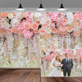 5x3ft Pink Rose Flower Wedding Photography Backdrop Spring Floral Photography Backdrop Valentine's Day Mother's Day Girl Birthday Baby Shower Wedding Bridal Party Banner Photo Booth Props Background - color: Multi9, size: 5X3FT