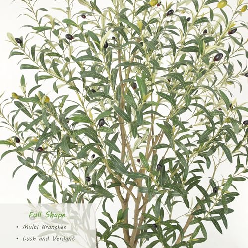 Nafresh Super Full Faux Olive Tree, 5FT Artificial Olive Tree Indoor, Fake Silk Trees with Realistic Leaves and Lifelike Fruits for Indoor Outdoor Living Room Corner Office Bedroom Home Decor - size: 5ft