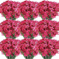 Lyrow 100 Bundles Violet Artificial Flowers, UV Resistant Faux Flowers Outdoor, Faux Silk Flowers, Fake Violet Flowers Bulk for Front Porch Hanging Garden Courtyard Farmhouse Home(Rosy) - color: Rosy