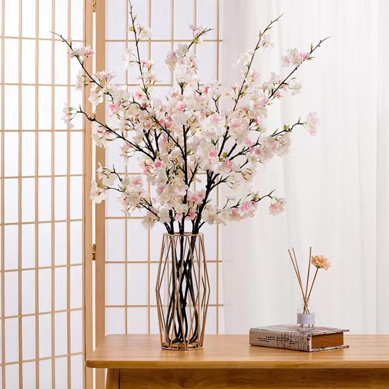 CLoxks 4 Pcs Cherry Blossom Branches for Vase 43 inch Artificial Long Stems Cherry Blossom Silk Cherry Blossom Branches for Home Wedding Party Decor,Light Pink - color: Light Pink