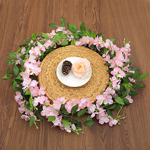 Findosom Wisteria Artificial Flowers Garland, 5Pcs Total 36FT Pink Wisteria Hanging Flowers, Flower Garland Decorations for Home Garden Outdoor Ceremony Wedding Arch Decoration - color: Pink, size: 5 PCS