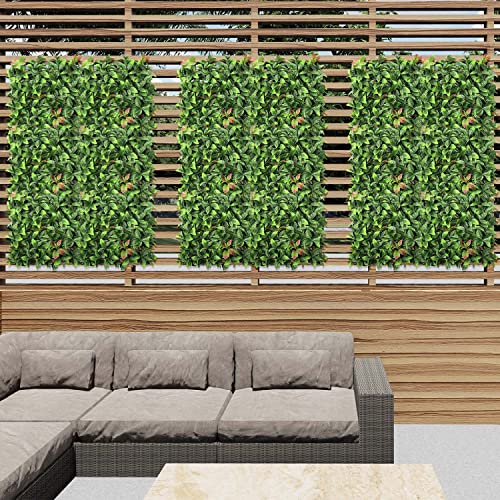 E&K 6Pcs 20" x 20" Artificial Grass Wall Panels, Faux Boxwood Greenery Backdrop Decor, UV Protected Privacy Hedge Screen for Indoor Outdoor (Photinia) - color: Photinia