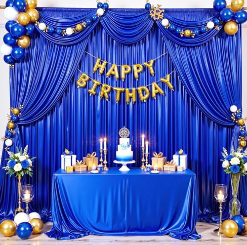 10ftx10ft Royal Blue Sequin Backdrop Curtain for Parties, Wrinkle Free Thick Glitter Sparkle Photo Backdrop Drapes 2 Panels 5x10FT Shimmer Back Drop Cloth for Wedding Birthday Photography Background - color: Royal Blue, size: 5'W×10'H _2 Panels