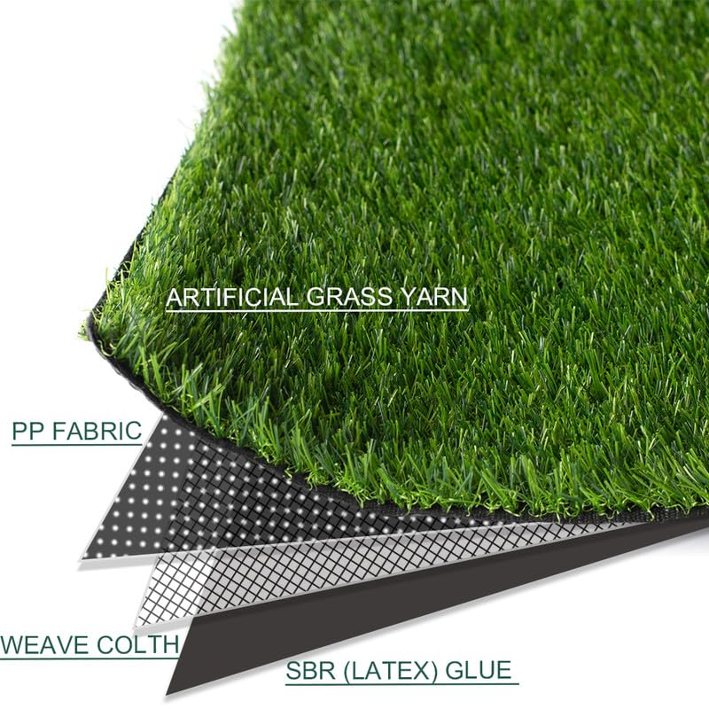 Artificial Grass Turf Rug, 0.7" Fake Grass Faux Thick Outdoor Rug 3FT x 22FT Synthetic Mat Astroturf with Drain Holes for Dogs Garden Lawn Landscape Balcony - size: 3FTX22FT