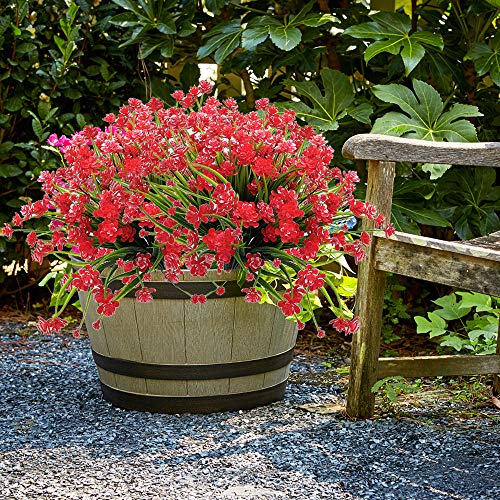 Grunyia Artificial Flowers Outdoor UV Resistant Fake Plants Indoor Outside Hanging Planter Home Garden Decor, 10 Bundles (Red) - color: Red