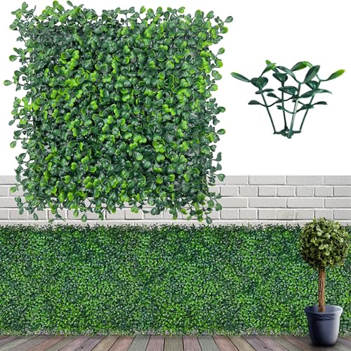 ODTORY Artificial Grass Wall Panel Backdrop,10" X 10" 12P(8.4 sqft) UV-Anti Greenery Boxwood Panels for Indoor Outdoor Green Wall Decor & Ivy Fence Covering Privacy - size: 10"X10" 12P