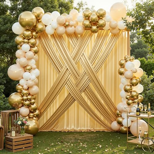 30ft x 10ft Gold Sequin Backdrop Curtain for Parties, Wrinkle Free Thick Glitter Photo Backdrop Drapes 6 Panels 5x10FT Back Drop Cloth Shiny Fabric for Wedding Birthday Photography Background - color: Gold, size: 5'W×10'H _6 Panels