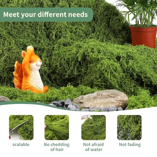Artificial Green Moss Mat for Decoration Carpet Grass Wall, 19.68 x 19.68 inch Natural Preserved Moss Mat, Green Moss Sheets for Crafts Woodland Decor Garden Party Decorations Wall Art DIY Project