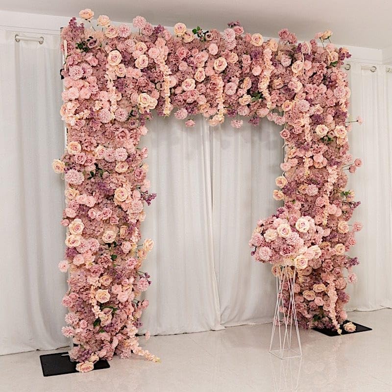 8x8 feet Dusty Rose Roll Up Silk Artificial Flower Backdrop for Arch Stand Photo Background Wedding Reception Party Event Decorations Supplies