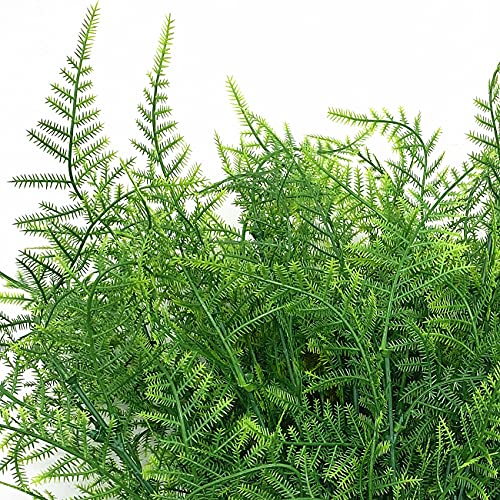 Artificial Plants, Plastic Grass Fern Shrubs Leaves Fake Bushes Outdoor Indoor Greenery Home Garden Décor UV Resistant Planting Filler Table Centerpieces Arrangements DIY Decoration 8 Pack - color: Fine Grass/ 8 Pcs