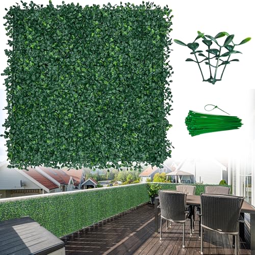 ODTORY Artificial Boxwood Wall Panels 20x20 inch 8Pcs, UV-Anti Faux Greenery Grass Hedge for Privacy Screen，Fake Ivy Plant Fence for Outdoor Garden, Backyard, Balcony, and Indoor Home Decoration - size: 20"X20" 8P