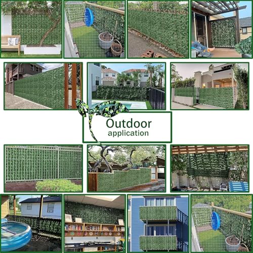 Artificial Ivy Privacy Fence Wall Screen, Artificial Hedges Fence and Faux Ivy Vine Leaf Decoration for Outdoor Garden Decor (20x120 in)