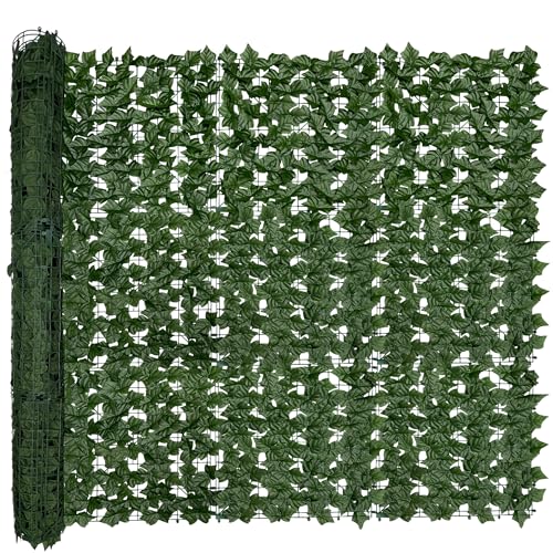 Artificial Ivy Privacy Fence Screen,128" by 60" (53.5 SQFT) UV-Anti Faux Hedge Fence and Fake Ivy Vine Leaf Wall Panels for Indoor&Outdoor Green Backdrop, Garden Greenery Decor - color: Ivy vines, size: 60"x128"