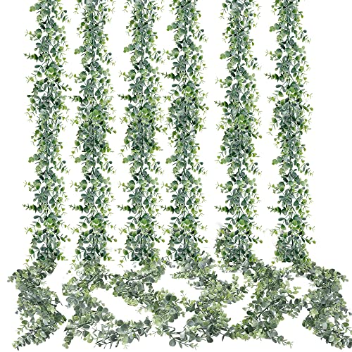 Sggvecsy Artificial Eucalyptus Garland 6 Pack Fake Eucalyptus Greenery Garland Faux Hanging Plants Artificial Vines, 5.6 Feet/Strand for Wedding Backdrop Arch Wall Table Party Outdoor Festival Decor - size: 6 Pack