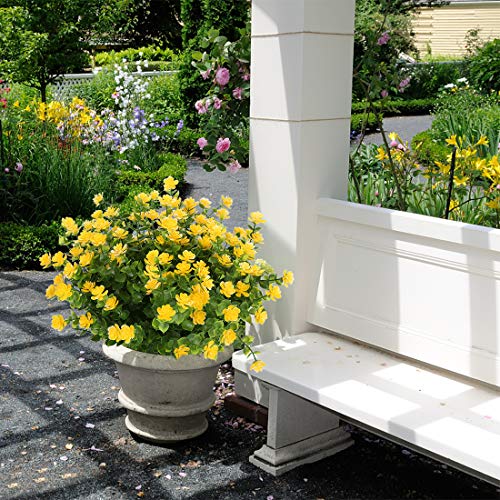 10PCS Artificial Flowers, Fake Artificial Greenery UV Resistant No Fade Faux Plastic Plants for Wedding Bridle Bouquet Indoor Outdoor Home Garden Kitchen Office Table Vase(Yellow) - color: Yellow