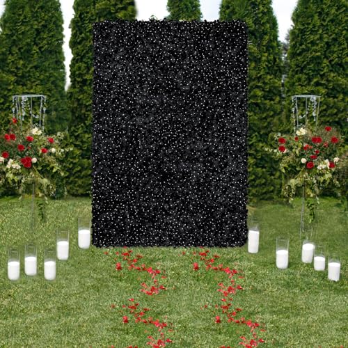Black Flower Backdrop Artificial Flower Wall Mat 7x4.6ft 3D Silk Hydrangea Floral Wall Panels Decor for Halloween Birthday Wedding Party Event Celebrations Background - color: Black, size: 7ftx4.6ft