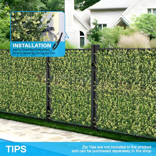 Patio Paradise Artificial Greenery Grass Wall Panels, 20"x20" (6pc) Faux Grass Boxwood Backdrop Fake Ivy Privacy Screen Green Hedge for Indoor Outdoor Décor, Beige Buxus - color: Beige Buxus, size: 20"x20"
