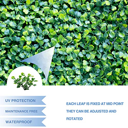 E&K 20" x 20" Artificial Plant Fence Panel Faux Leaves Grass Wall Privacy Screen Panel Decorative for Indoor Outdoor (Double Color, 6 Pcs) - color: Boxwood - Double Color