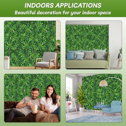 Artificial Grass Wall Panels 20x20 (12pcs) - UV Protected Privacy Fence Screen, Hedge Green Wall Decor Backdrop，Realistic Fake Grass Backdrop for Indoor Weddings & Outdoor Gardens