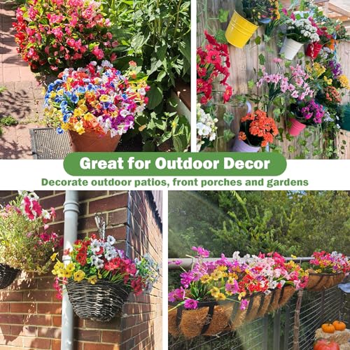 Nepfaivy Artificial Flowers for Outdoors Realistic - 27 Bundles Uv-Resistant Fake Flowers for Outdoor Planters, Fade-Proof Silk Faux Flowers Plants for Outside Garden Porch Window Box Decoration - color: Multi 9 Colors 27pcs