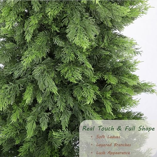 Bellacat 4ft UV Resistant Full Faux Cedar Tree with Soft Real Touch Leaves, 48in Lifelike Topiary Trees Artificial Outdoor, Fake Cypress Tree for Front Door Porch Patio Deck Home Decor, 2Pack - color: Green-2pack, size: 4ft